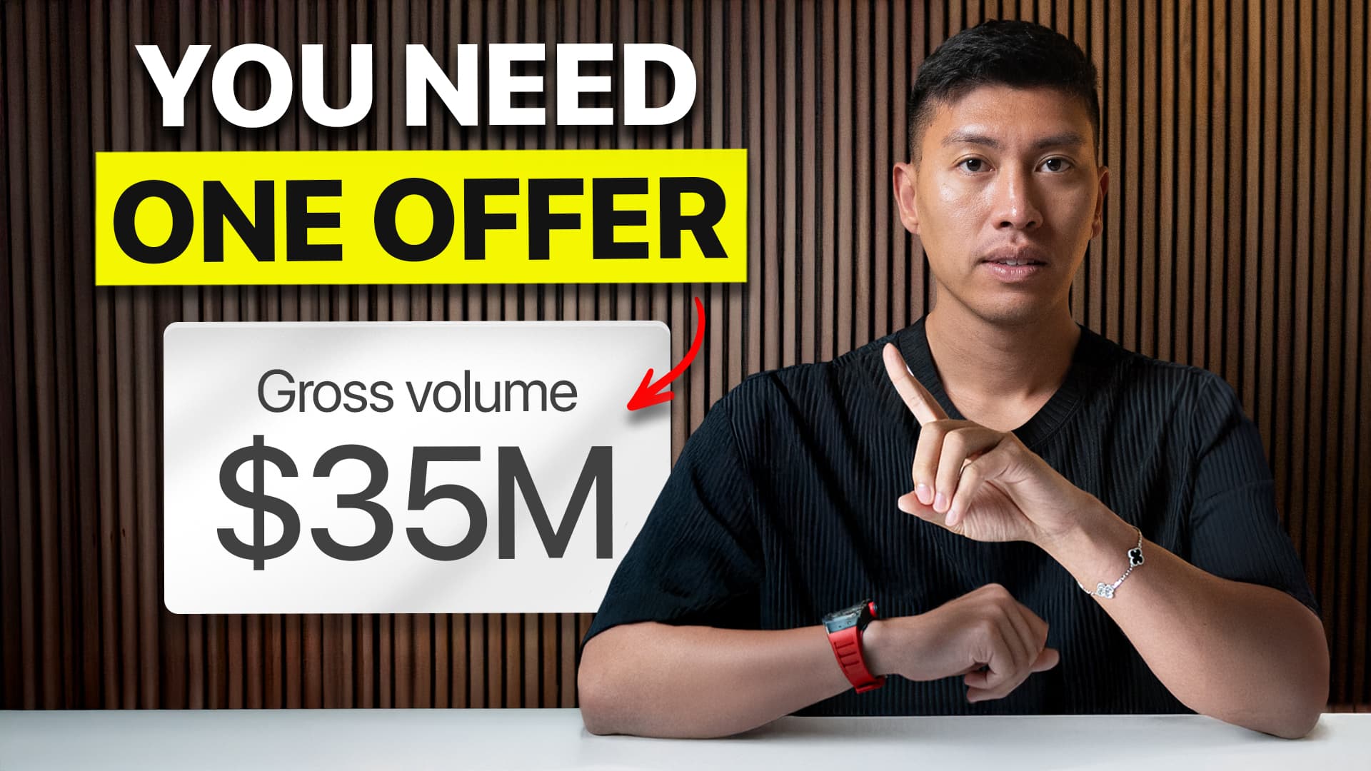 Entrepreneur expliquant l'importance d'une offre unique pour atteindre 35 millions de dollars de volume d'affaires.